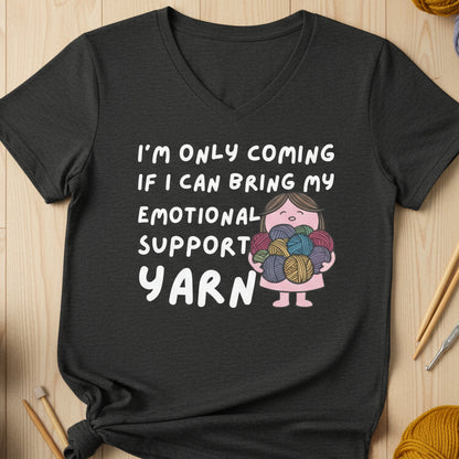 Emotional Support V Neck T-Shirt Dark Grey Heather / S