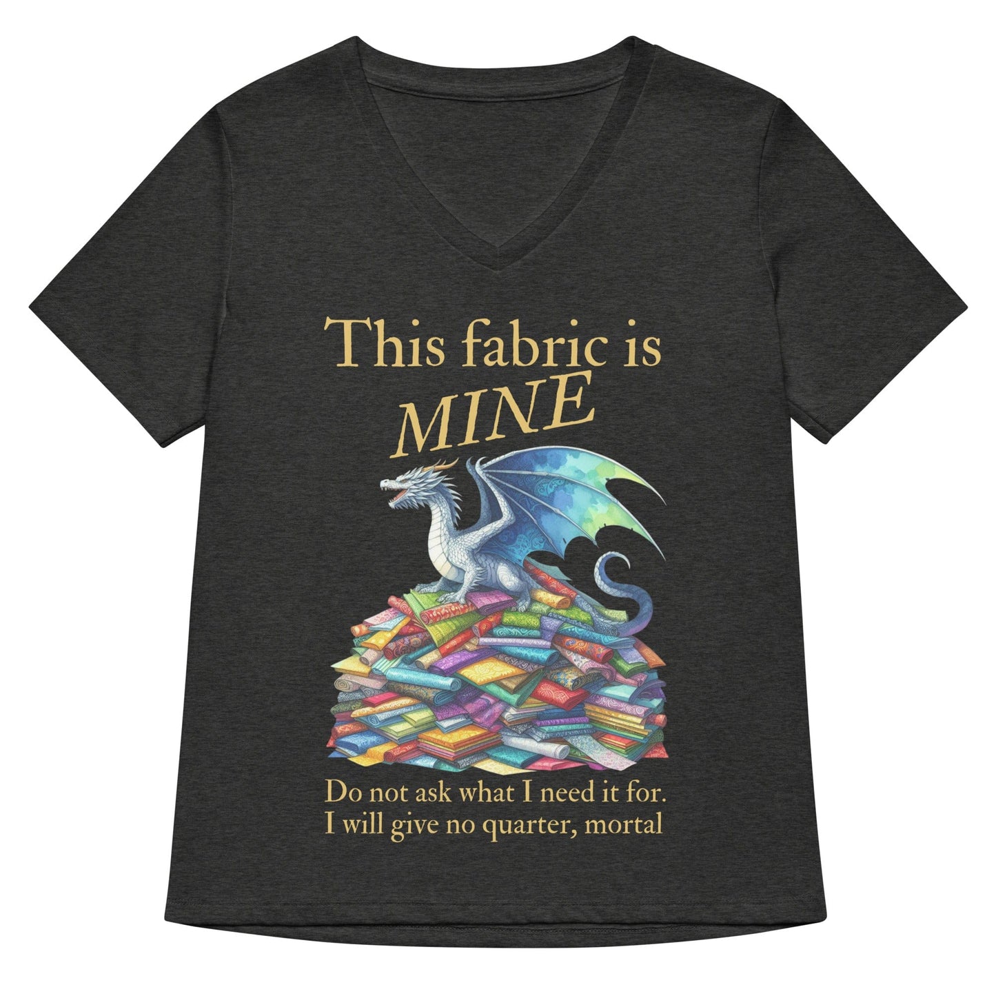 Fabric Dragon Hoarder V Neck T-Shirt Dark Grey Heather / S