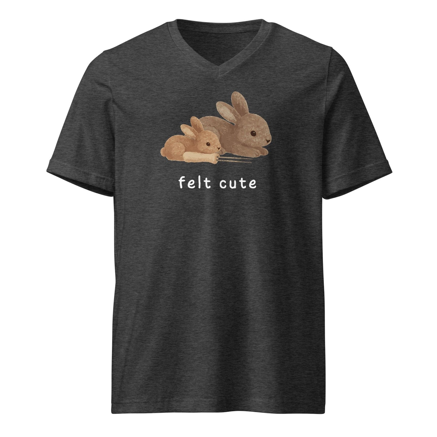 Felt Cute V-Neck T-Shirt Dark Grey Heather / S