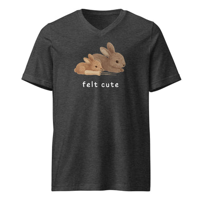 Felt Cute V-Neck T-Shirt Dark Grey Heather / S