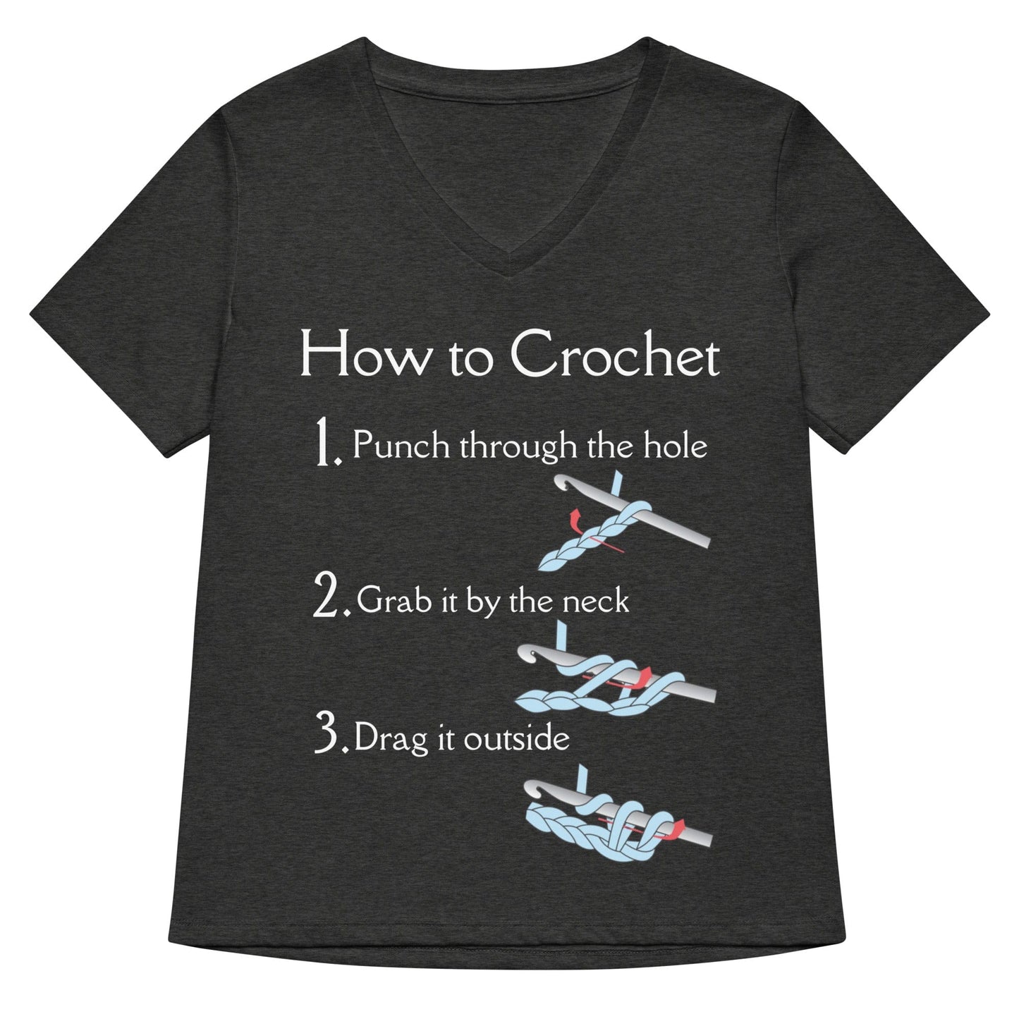 How to Crochet V Neck T-Shirt Dark Grey Heather / S