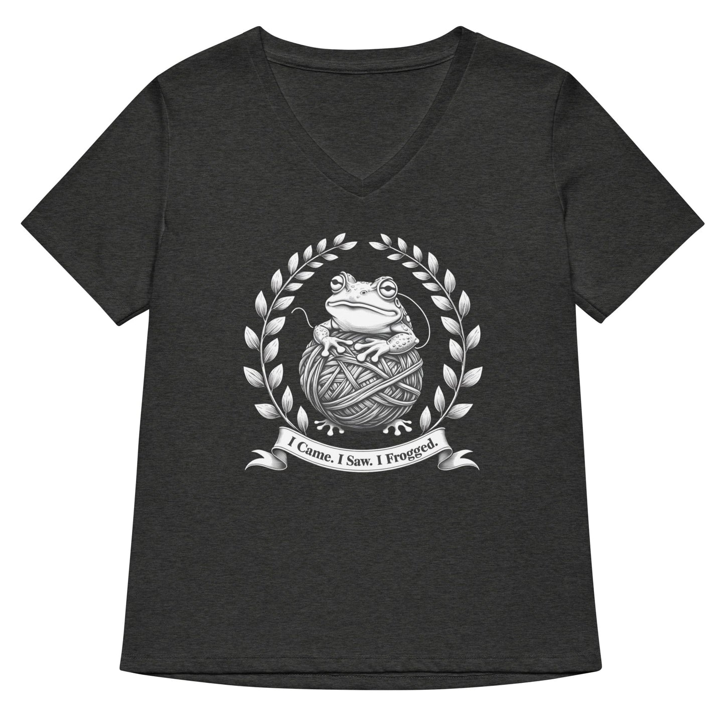 I came, I saw, I Frogged V Neck T-Shirt Dark Grey Heather / S