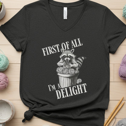 I'm a Delight V Neck T-Shirt Dark Grey Heather / S