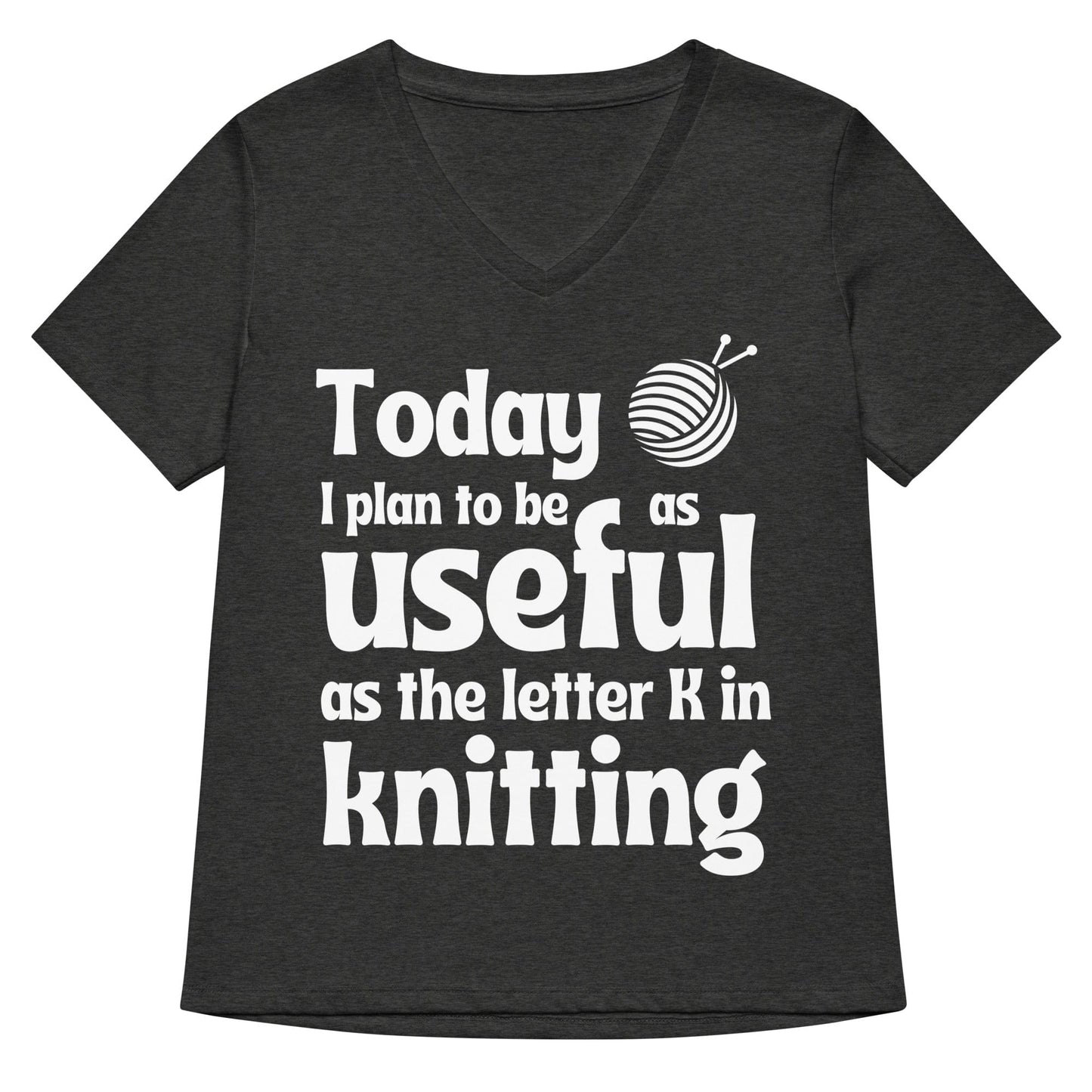 K in Knitting V Neck T-Shirt Dark Grey Heather / S