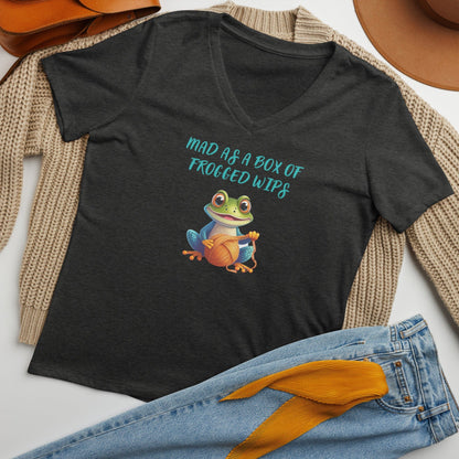 Mad as a box of Frogged WIPS V-Neck T-Shirt Dark Grey Heather / S