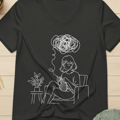 Mental Health V Neck T-Shirt Dark Grey Heather / S