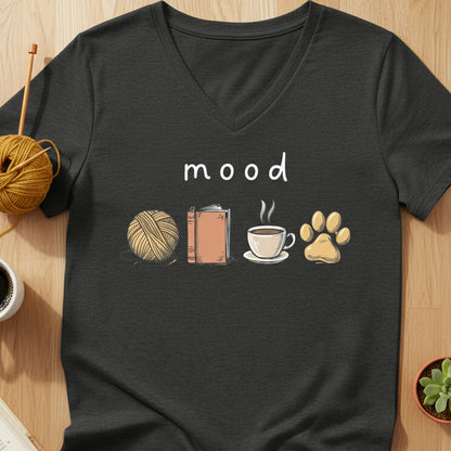 Mood V Neck T-Shirt Dark Grey Heather / S