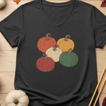 Pumpkins V Neck T-Shirt Dark Grey Heather / S