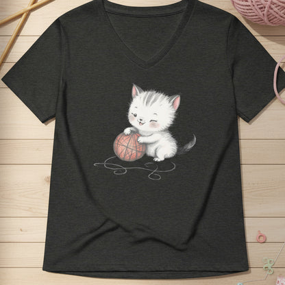 Soft Kitty V Neck T-Shirt Dark Grey Heather / S