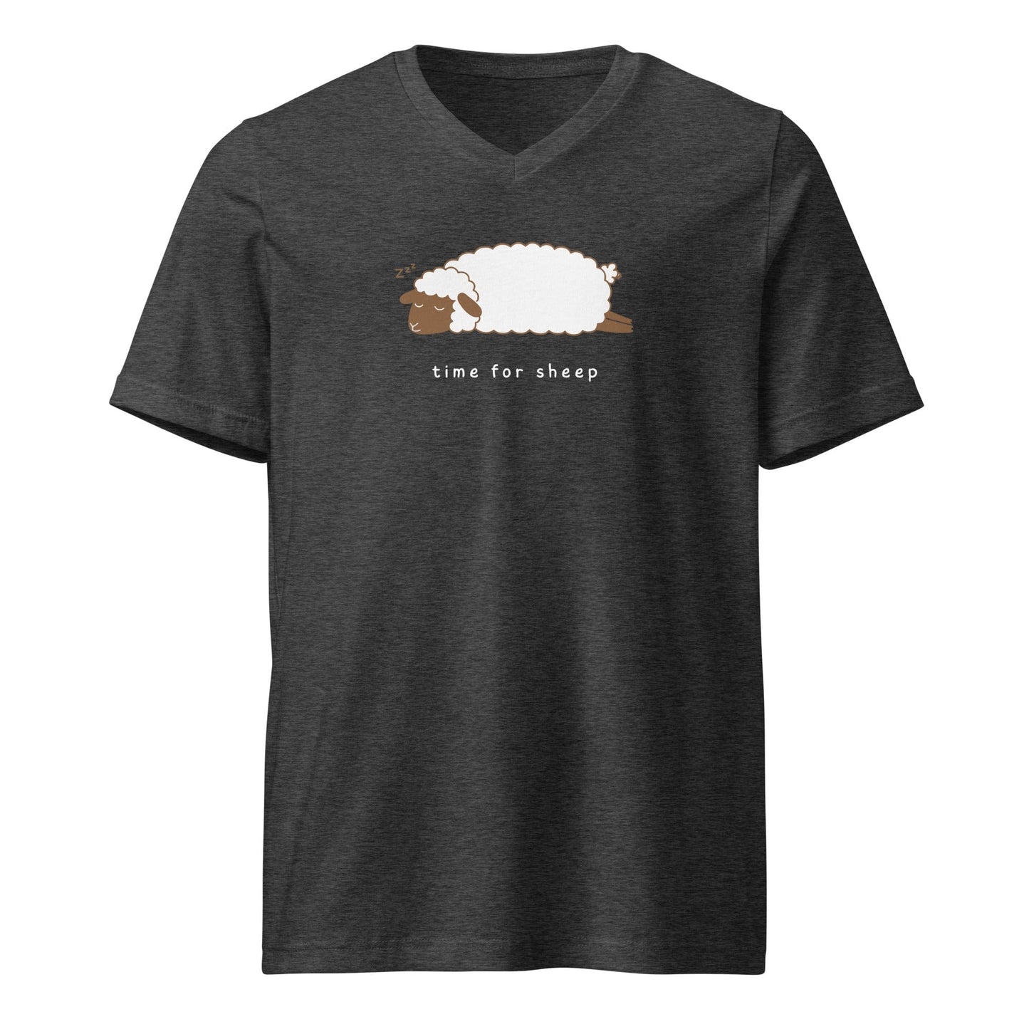 Time for Sheep V-Neck T-Shirt Dark Grey Heather / S