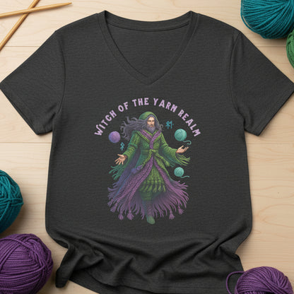 Warlock of the Yarn Realm V Neck T-Shirt Dark Grey Heather / S