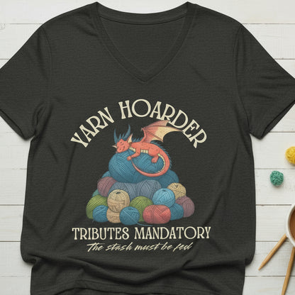 Yarn Hoarder V Neck T-Shirt Dark Grey Heather / S
