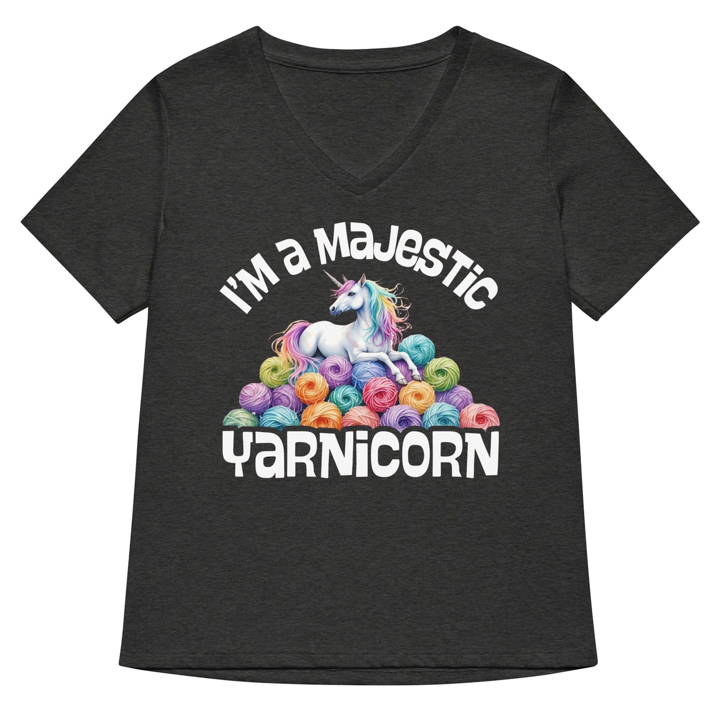 Yarnicorn V Neck T-Shirt Dark Grey Heather / S