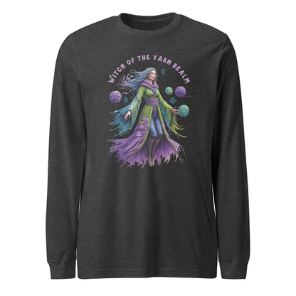 Witch of the Yarn Realm Long Sleeve Tee Dark Grey Heather / XS
