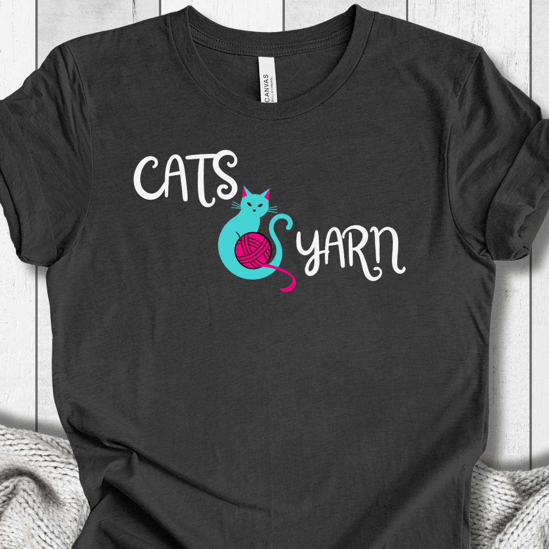 Cats & Yarn T-Shirt Dark Grey / S