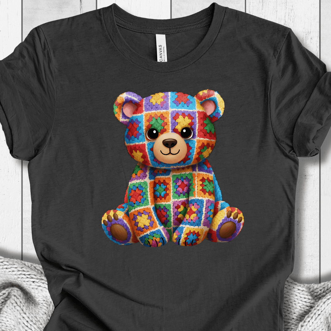 Crochet Bear T-Shirt Dark Grey / S