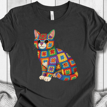 Crochet Cat T-Shirt Dark Grey / S