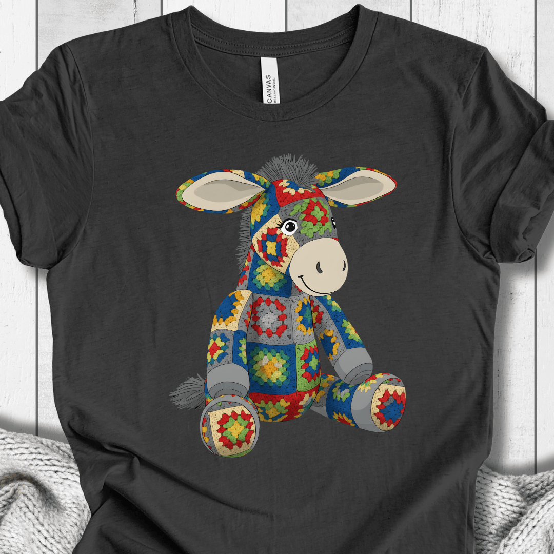 Crochet Donkey T-Shirt Dark Grey / S