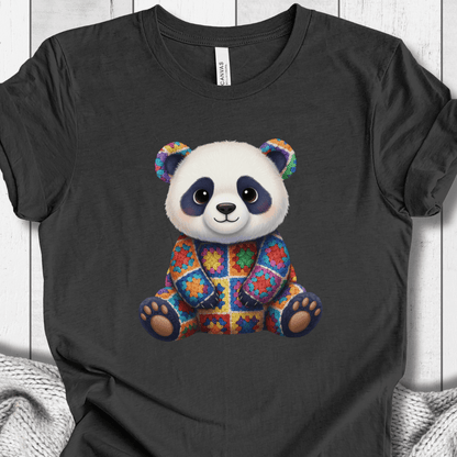 Crochet Panda T-Shirt Dark Grey / S