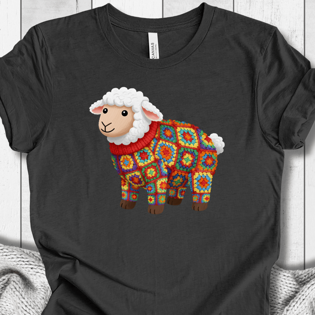 Crochet Sheep T-Shirt Dark Grey / S