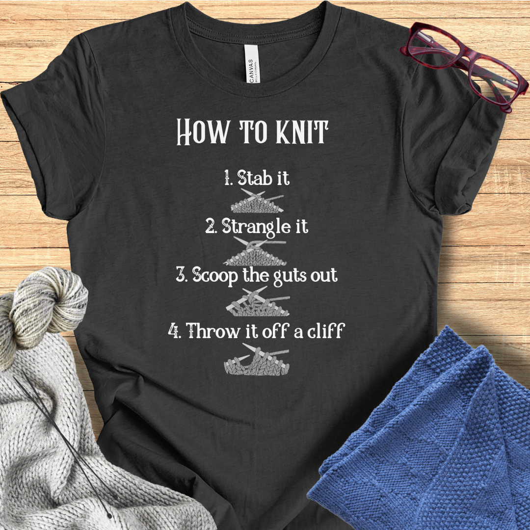 Funny How to Knit T-Shirt Dark Grey / S