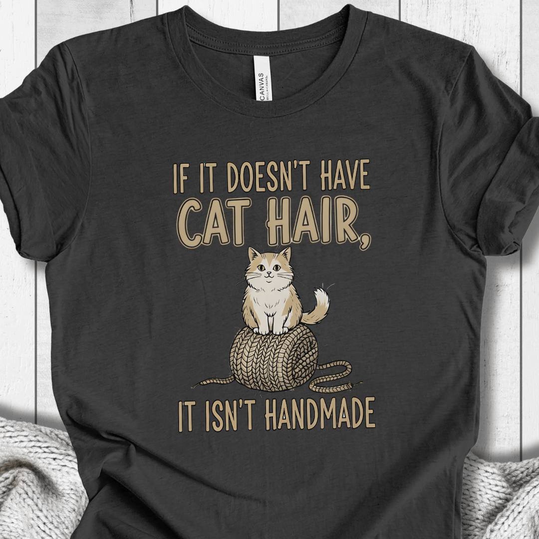 Handmade = Cat Hair T-Shirt Dark Grey / S