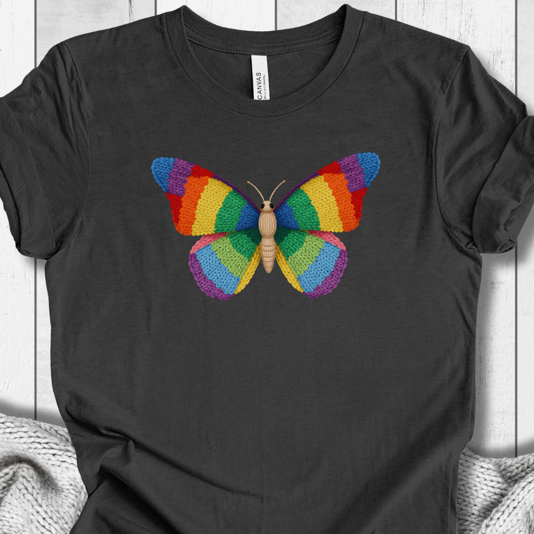 Knitted Butterfly T-Shirt Dark Grey / S