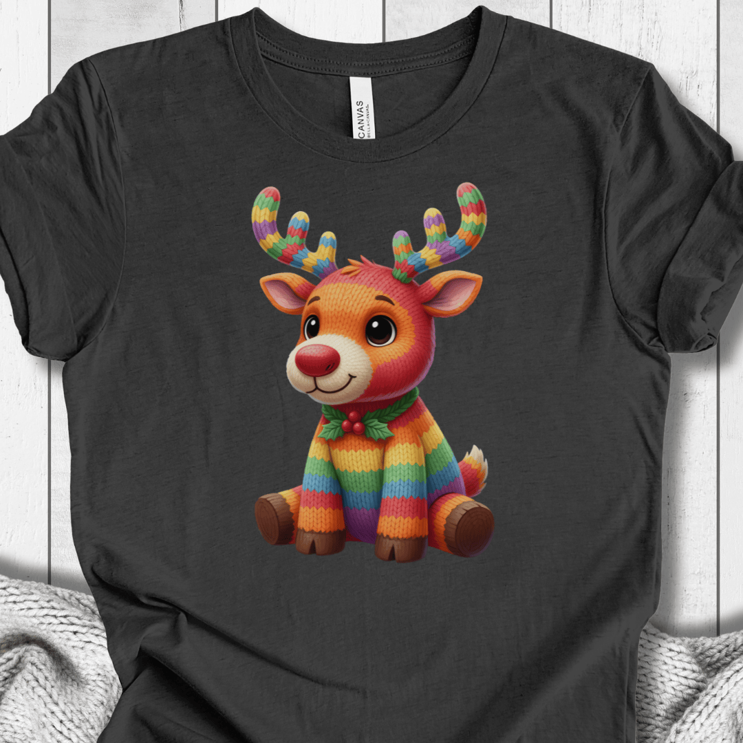 Knitted Rendeer T-Shirt Dark Grey / S