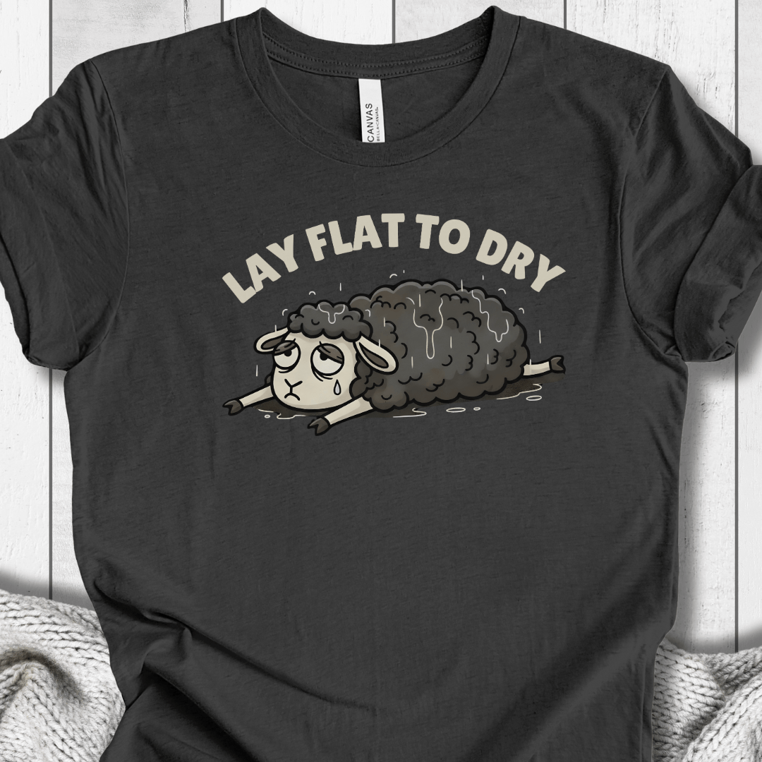 Lay Flat to Dry Sheep T-Shirt Dark Grey / S