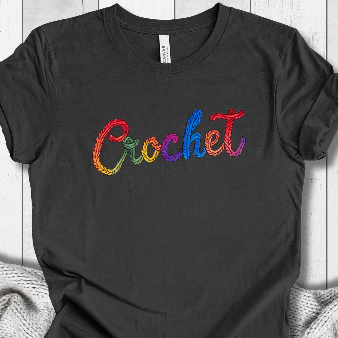 Rainbow Crochet T-Shirt Dark Grey / S