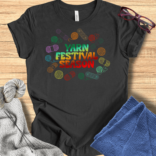 Retro Yarn Festival T-Shirt Dark Grey / S