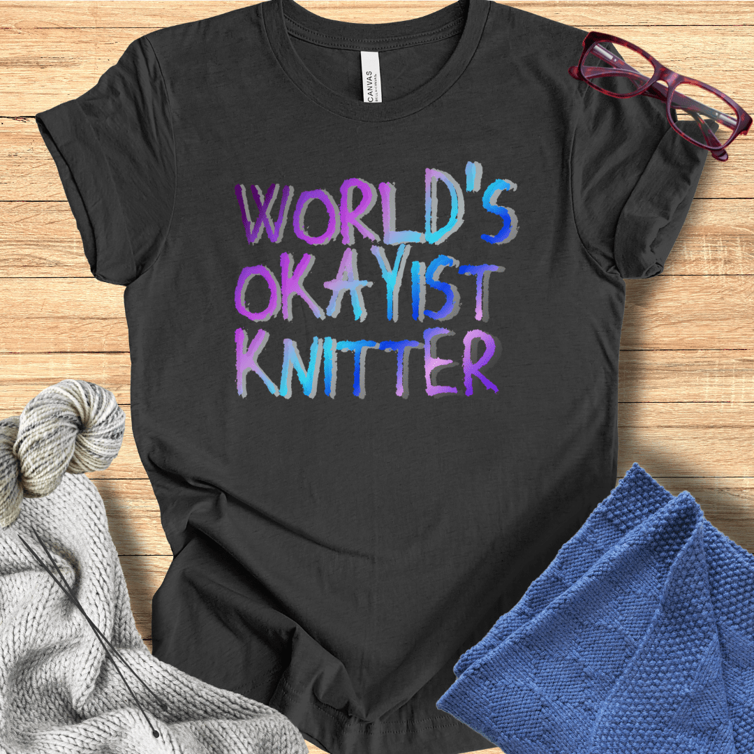 Worlds Okayist Knitter T-Shirt Dark Grey / S