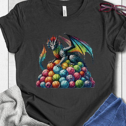 Yarn Dragon (no slogan) T-Shirt Dark Grey / S