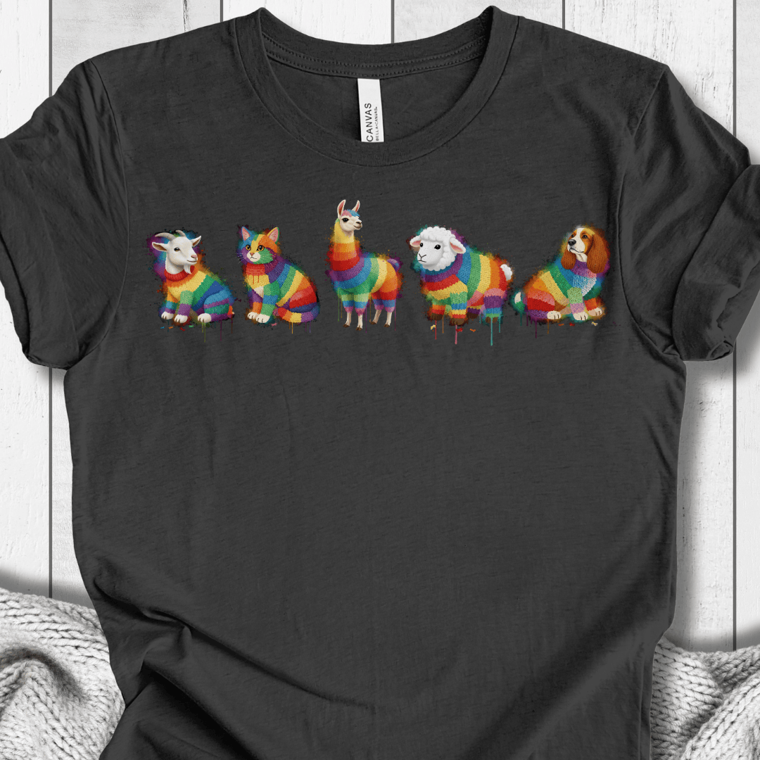 Animal Dye Splash Lineup T-Shirt Dark Grey / XS