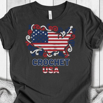 Crochet USA T-Shirt Dark Grey / XS