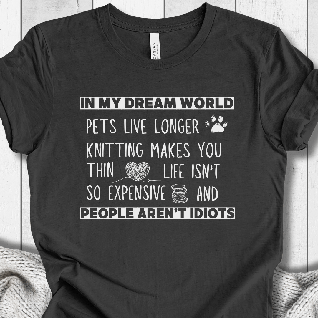 Dream World T-Shirt (knitting) Dark Grey / XS