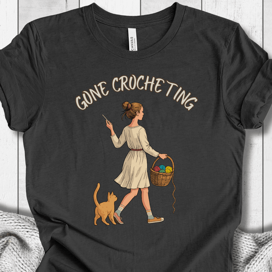 Gone Crocheting T-Shirt Dark Grey / XS