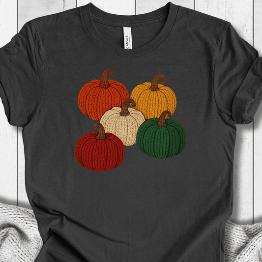 Knitted Pumpkins T-Shirt Dark Grey / XS