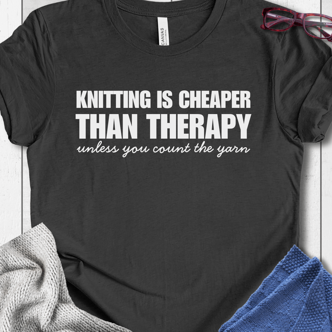 Knitting is Cheaper T-Shirt Dark Grey / XS
