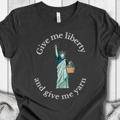 Statue of Liberty T-Shirt (With Text) Dark Grey / XS