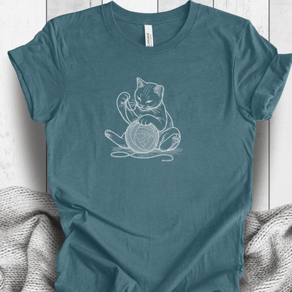 Cat Playing with Yarn T-Shirt Deep Teal / S