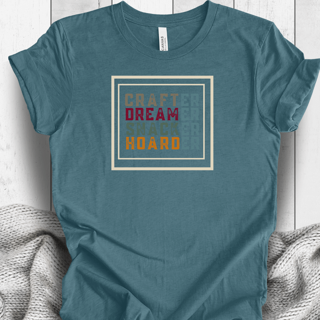 Crafter / Dreamer (with border) T-Shirt Deep Teal / S