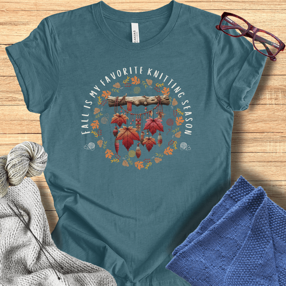 Fall is my Knitting Season T-Shirt Deep Teal / S