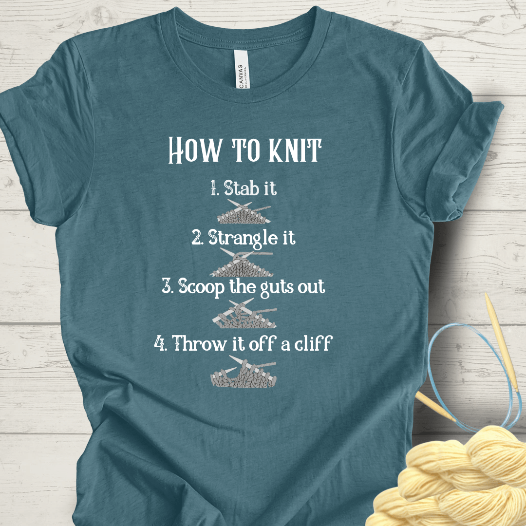 Funny How to Knit T-Shirt Deep Teal / S