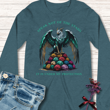 Speak Not of the Stash Long Sleeve T-Shirt Heather Deep Teal / S