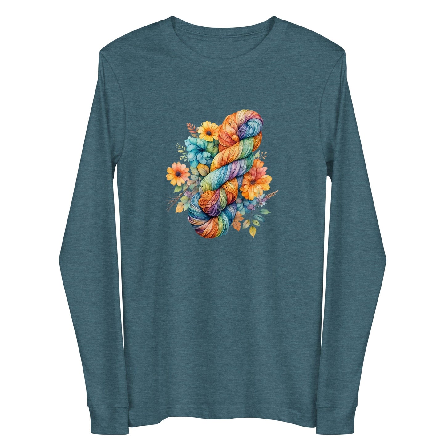 Floral Skein Long Sleeve Tee Heather Deep Teal / XS