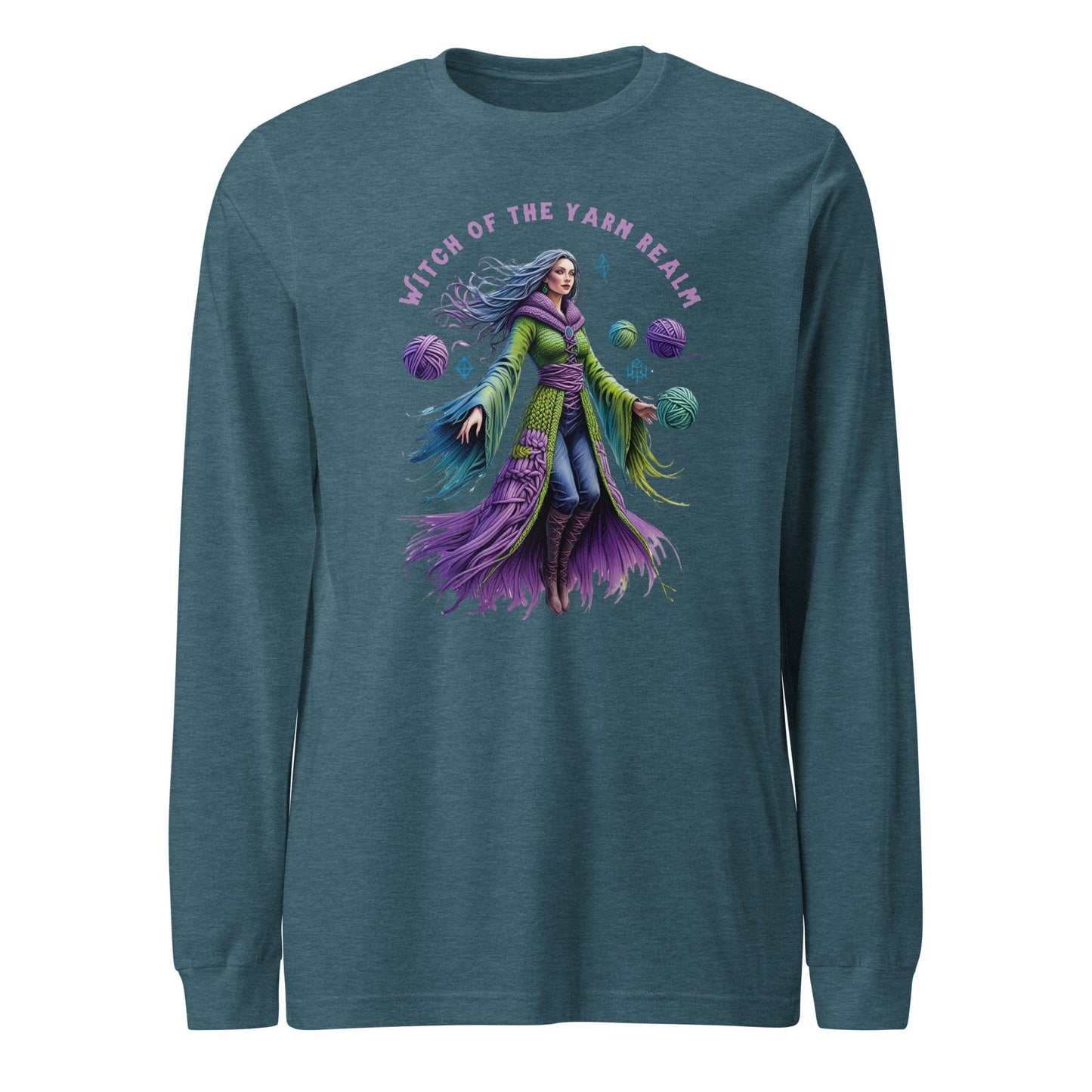 Witch of the Yarn Realm Long Sleeve Tee Heather Deep Teal / XS