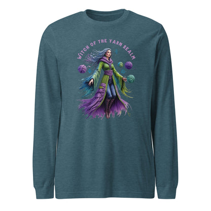 Witch of the Yarn Realm Long Sleeve Tee Heather Deep Teal / XS