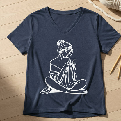 Breathe V Neck T-Shirt Heather Navy / S