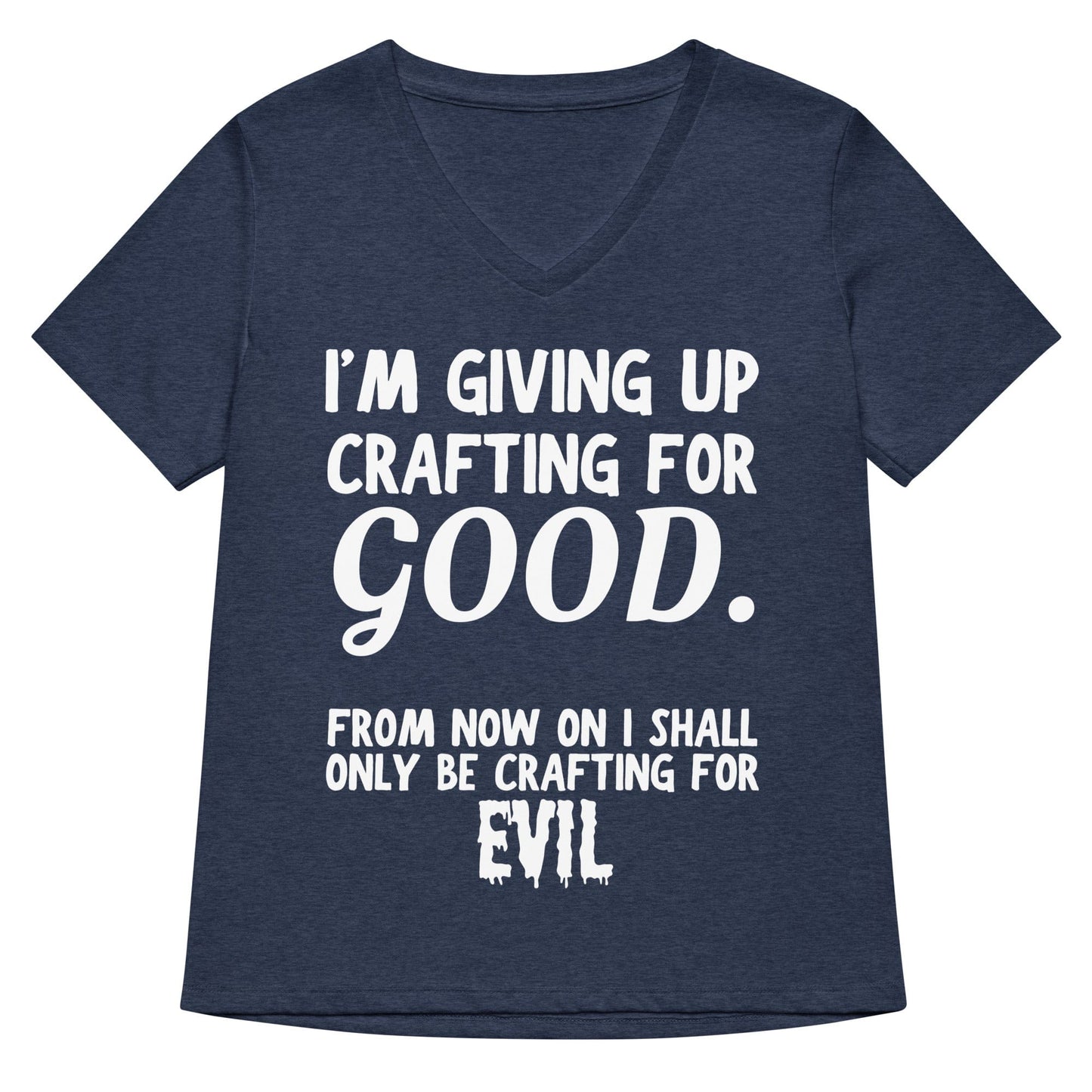 Crafting for Good V Neck T-Shirt Heather Navy / S